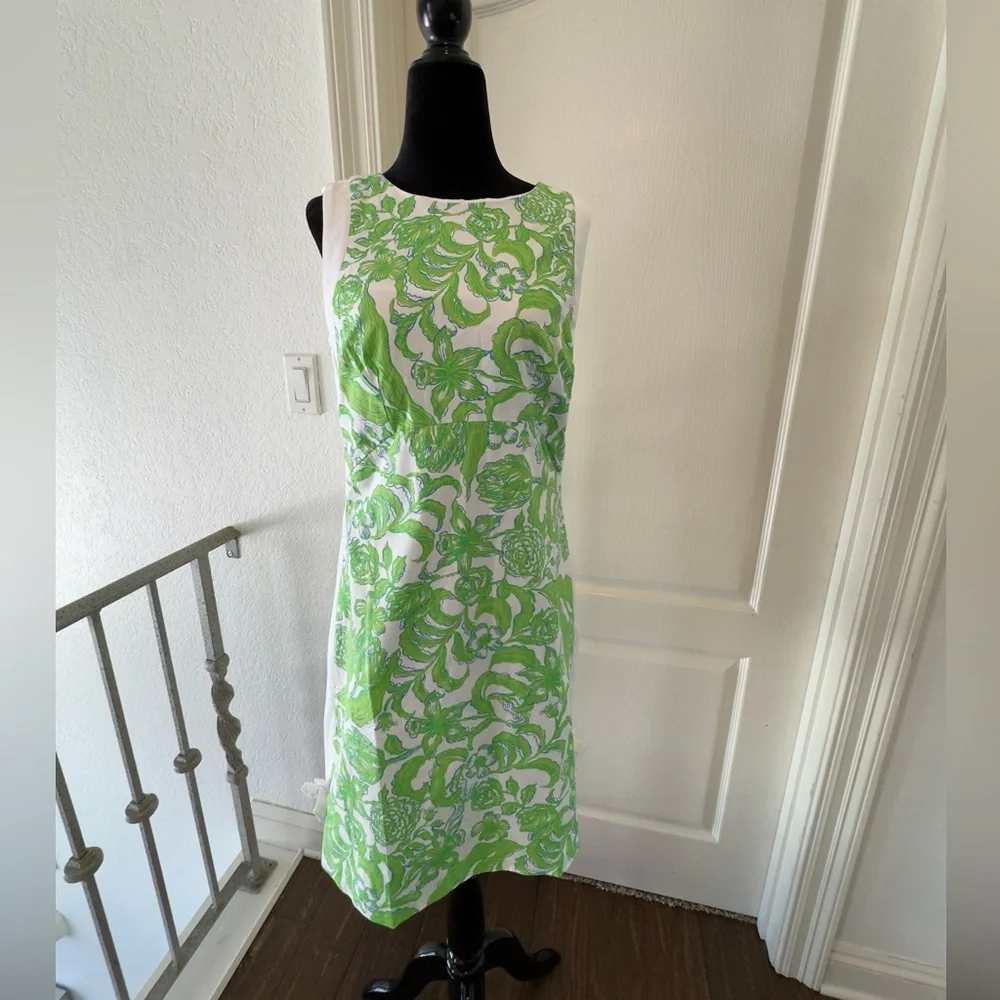 NWT Lilly Pulitzer Sz 6 Beckler Stretch Shift Dress Resort White Daffodil Hill - Picture 3 of 10